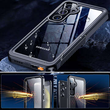 Hülle für Samsung Galaxy S24 Armored Waterproof IP68 360 Armor Case mit integriertem Glas Alogy schwarz