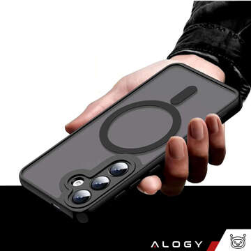 Hülle für Samsung Galaxy S24 Mag Safe Case MagMat Phone Back Cover Mattschwarzes Glas