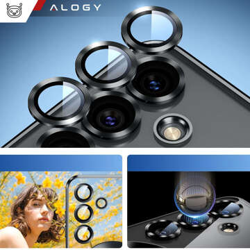 Hülle für Samsung Galaxy S24 Mag Safe Glamour Case Ringgehäuse Kameraschutz Alogy Schwarz Transparentes Glas
