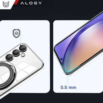Hülle für Samsung Galaxy S24 Magnetische Hülle Ring Mag Safe Klarer Halter Magnet Alogy Schwarz Transparentes Glas