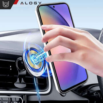 Hülle für Samsung Galaxy S24 Magnetische Hülle Ring Mag Safe Klarer Halter Magnet Alogy Schwarz Transparentes Glas