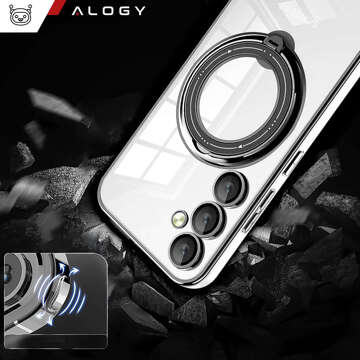 Hülle für Samsung Galaxy S24 Magnetische Hülle Ring Mag Safe Klarer Halter Magnet Alogy Schwarz Transparentes Glas