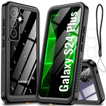 Hülle für Samsung Galaxy S24 Plus Gepanzerte wasserdichte IP68 360 Armor Case mit integriertem Glas Alogy schwarz