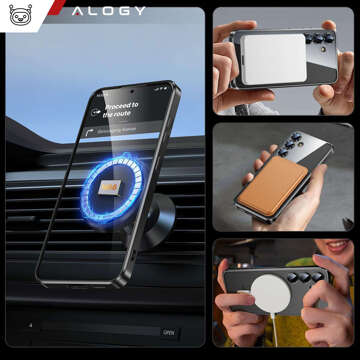 Hülle für Samsung Galaxy S24 Plus Mag Safe Glamour Case Ringgehäuse Kameraschutz Alogy Schwarz Transparent