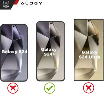 Hülle für Samsung Galaxy S24 Plus Mag Safe Glamour Case Ringgehäuse Kameraschutz Alogy Schwarz Transparentes Glas