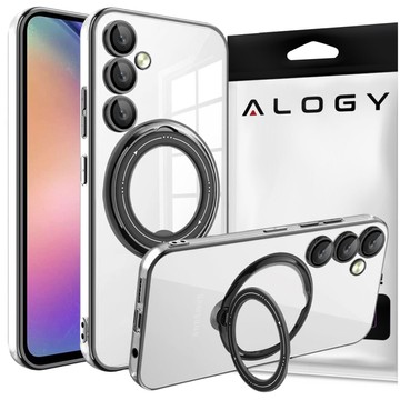 Hülle für Samsung Galaxy S24 Plus Magnethülle Ring Mag Safe Klarer Magnet für Alogy-Halter Schwarz transparent