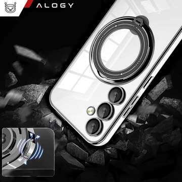 Hülle für Samsung Galaxy S24 Plus Magnetische Hülle Ring Mag Safe Klarer Halter Magnet Alogy Schwarz Klares Glas