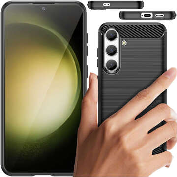 Hülle für Samsung Galaxy S24 Plus gepanzerte Rückseite Handyhülle Alogy Carbon Silikon schwarz