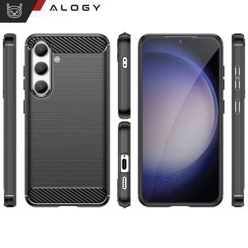 Hülle für Samsung Galaxy S24 Plus gepanzerte Rückseite Handyhülle Alogy Carbon Silikon schwarz