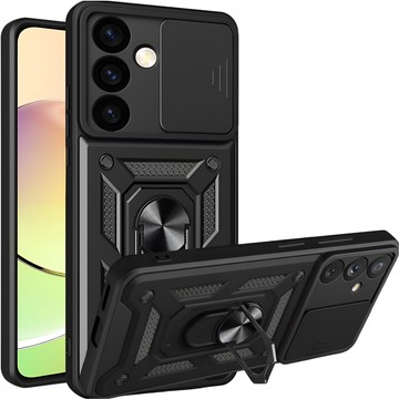 Hülle für Samsung Galaxy S24 Plus gepanzertes Slide Case Ringgehäuse Kameraschutz Camshield Alogy schwarz