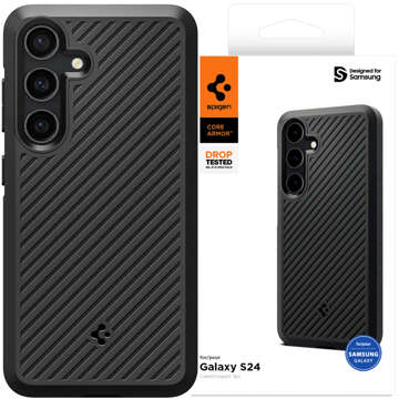 Hülle für Samsung Galaxy S24 Spigen Core Armor Case Gepanzertes Case Cover Gehäuse Mattschwarzes Glas