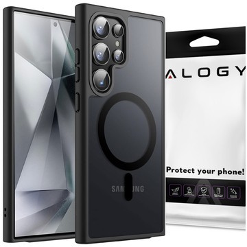Hülle für Samsung Galaxy S24 Ultra Mag Safe Case MagMat Phone Back Cover Mattschwarzes Glas
