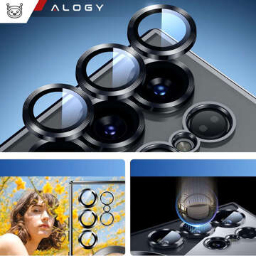 Hülle für Samsung Galaxy S24 Ultra Mag Safe Glamour Case Ringgehäuse Kameraschutz Alogy Schwarz Transparent