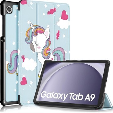 Hülle für Samsung Galaxy Tab A9 2023 8,7" X110/X115 Tablet Cover Case Alogy Book Cover Einhorn Einhorn Blau Glas