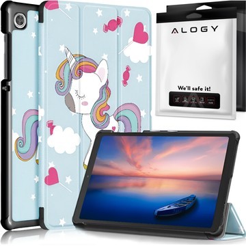 Hülle für Samsung Galaxy Tab A9 2023 8,7" X110/X115 Tablet Cover Case Alogy Book Cover Einhorn Einhorn Blau Glas