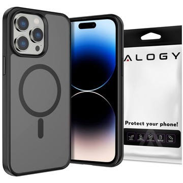 Hülle für iPhone 14 Pro Mag Safe Matt Case Cover Matte Alogy Ring Armored Phone Case Schwarzes Glas