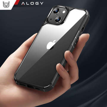 Hülle für iPhone 14 Set mit 4 Brillen 5in1 gepanzert 360 Alogy Hybrid 2x Bildschirmglas 2x Linse schwarz-transparent