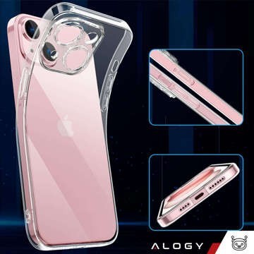 Hülle für iPhone 15 Gehäuse Case Silikon Transparent Kameraschutz Objektivschutz Alogy Slim Glass