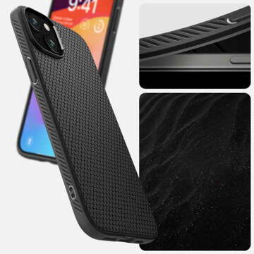 Hülle für iPhone 15 Plus Spigen Liquid Air Case, Gehäuse, schützende Rückseite, Mattschwarz