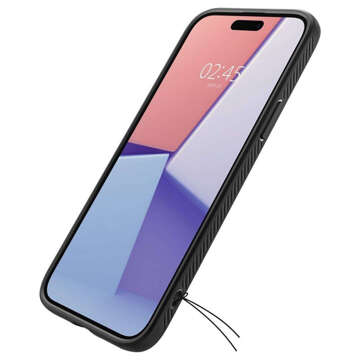 Hülle für iPhone 15 Plus Spigen Liquid Air Case, Gehäuse, schützende Rückseite, mattschwarzes Glas