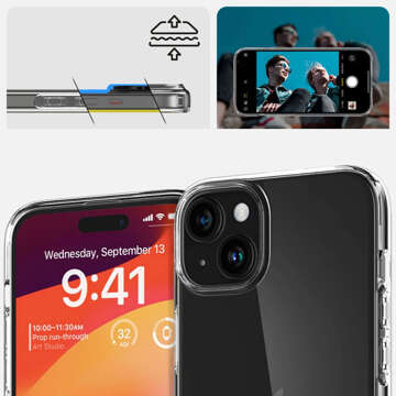 Hülle für iPhone 15 Plus Spigen Liquid Crystal Case Schutzhülle aus transparentem Klarglas