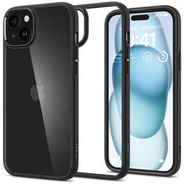 Hülle für iPhone 15 Plus Spigen Ultra Hybrid Case, mattschwarze Rückseite