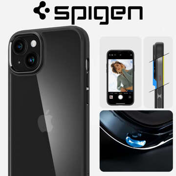 Hülle für iPhone 15 Plus Spigen Ultra Hybrid Case, mattschwarze Rückseite