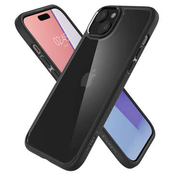 Hülle für iPhone 15 Plus Spigen Ultra Hybrid Case, mattschwarze Rückseite