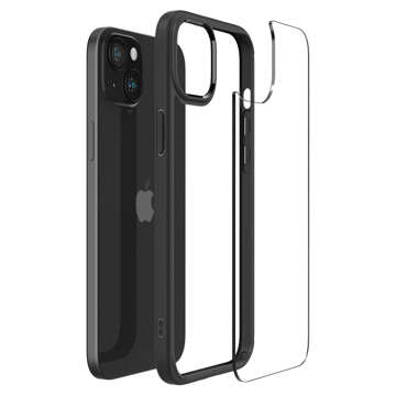 Hülle für iPhone 15 Plus Spigen Ultra Hybrid Case, mattschwarze Rückseite