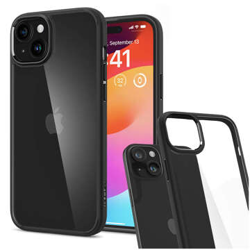 Hülle für iPhone 15 Plus Spigen Ultra Hybrid Case, mattschwarze Rückseite