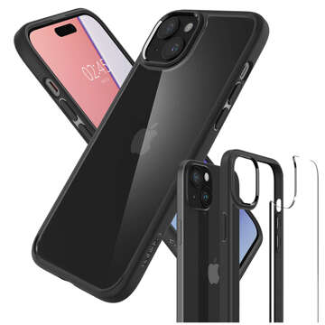 Hülle für iPhone 15 Plus Spigen Ultra Hybrid Case, mattschwarze Rückseite