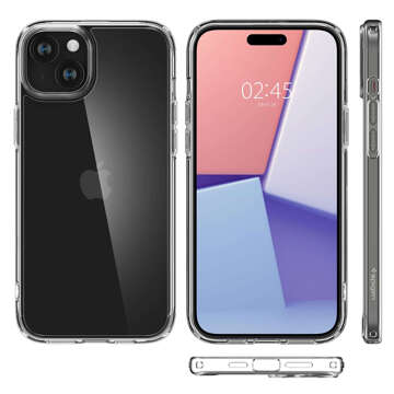 Hülle für iPhone 15 Plus Spigen Ultra Hybrid Case, transparente Rückseite, kristallklares Glas