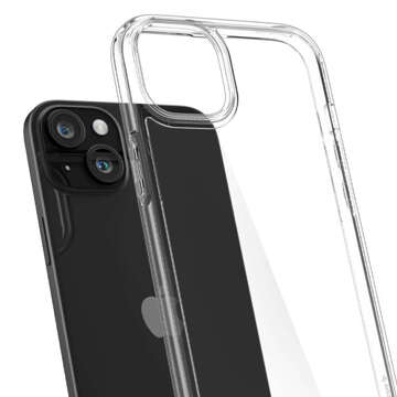 Hülle für iPhone 15 Plus Spigen Ultra Hybrid Case, transparente Rückseite, kristallklares Glas