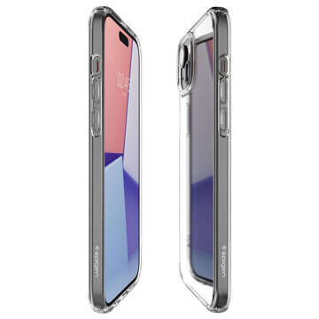 Hülle für iPhone 15 Plus Spigen Ultra Hybrid Case, transparente Rückseite, kristallklares Glas