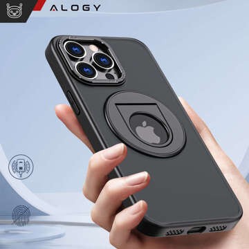 Hülle für iPhone 15 Pro 360 Ring Case Armored Matte Black Magnet Holder Alogy