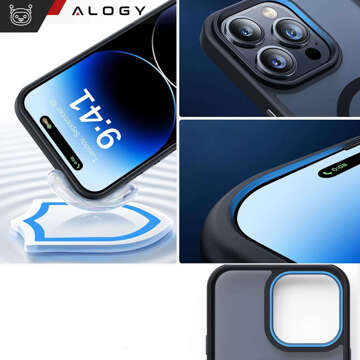 Hülle für iPhone 15 Pro MagSafe Matt Case Cover Matte Alogy Ring Armored Phone Case Schwarzes Glas