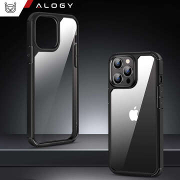 Hülle für iPhone 15 Pro Max Gehäuse Case 2x Bildschirmglas und 2x Linse gepanzert Alogy 360 Hybrid Set 5in1 schwarz und transparent