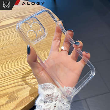 Hülle für iPhone 15 Pro Max Gehäuse Case Silikon Transparent Kameraschutz Objektivschutz Alogy Slim Glass