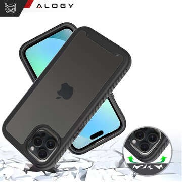 Hülle für iPhone 15 Pro Max Panzerhülle Hydrogelfolie Case Defense 360 ​​​​Pro Alogy schwarz