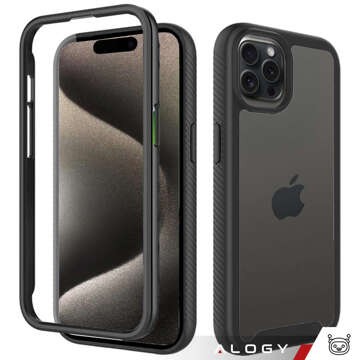 Hülle für iPhone 15 Pro Max Panzerhülle Hydrogelfolie Case Defense 360 ​​​​Pro Alogy schwarz