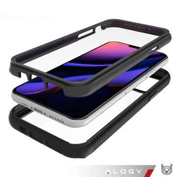 Hülle für iPhone 15 Pro Max Panzerhülle Hydrogelfolie Case Defense 360 ​​​​Pro Alogy schwarz