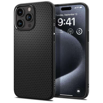 Hülle für iPhone 15 Pro Max Spigen Liquid Air Case, Gehäuse, schützende Rückseite, mattschwarzes Glas