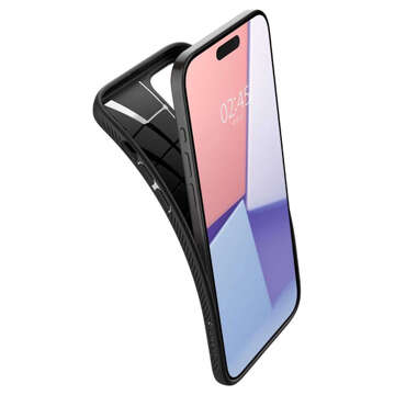 Hülle für iPhone 15 Pro Max Spigen Liquid Air Case, Gehäuse, schützende Rückseite, mattschwarzes Glas