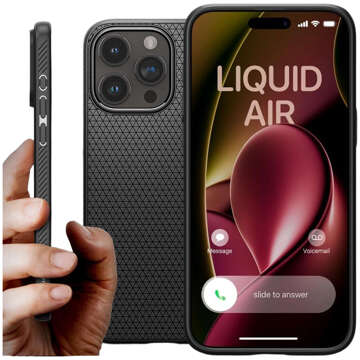 Hülle für iPhone 15 Pro Max Spigen Liquid Air Case, Gehäuse, schützende Rückseite, mattschwarzes Glas