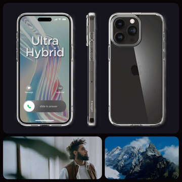 Hülle für iPhone 15 Pro Max Spigen Ultra Hybrid Case, Rückseite, kristallklares Glas