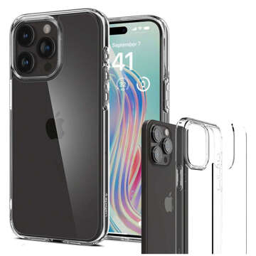 Hülle für iPhone 15 Pro Max Spigen Ultra Hybrid Case, Rückseite, kristallklares Glas