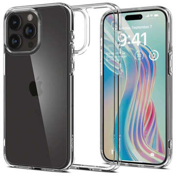 Hülle für iPhone 15 Pro Max Spigen Ultra Hybrid Case, Rückseite, kristallklares Glas