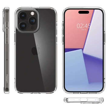 Hülle für iPhone 15 Pro Max Spigen Ultra Hybrid Case, Rückseite, kristallklares Glas