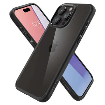 Hülle für iPhone 15 Pro Max Spigen Ultra Hybrid Case, Rückseite, mattschwarzes Glas