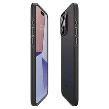 Hülle für iPhone 15 Pro Spigen Tin Fit Case, schützende Rückseite für das Telefon Schwarz